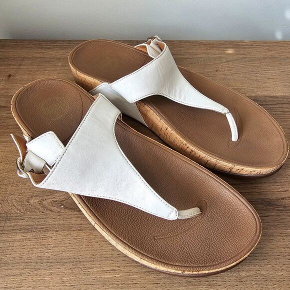 EUC FITFLOP WHITE LEATHER THONG SLIPPERS SIZE 9 WOMENS - Picture 3 of 13